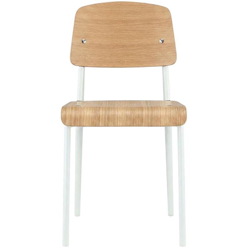 Wooden Dining Side Chair with Slatted Backrest for Dining Room, Natural White image number 0