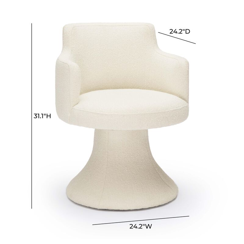Jeffree Cream Performance Boucle Swivel Dining Chair