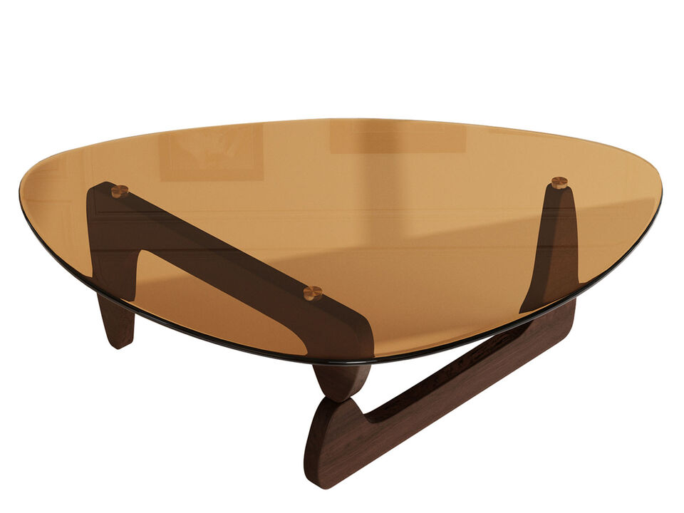 Triangular Coffee Table Living Room Accent Table Vintage Wood Base
