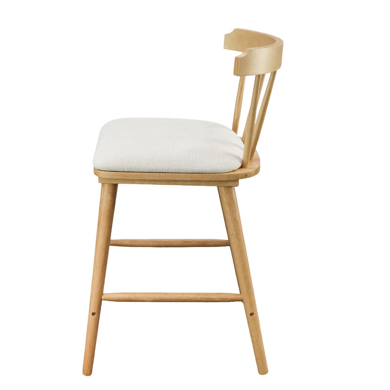 Christopher Knight Home Lilia Modern Rubberwood Upholstered Counter Stools with Curved Open Backrest (Set of 2) image number 4