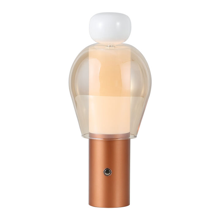 Evonne 10.75" Modern Glam Candle-Style Rechargeable/Cordless Dimmable Integrated LED Table Lamp with Touch Sensor