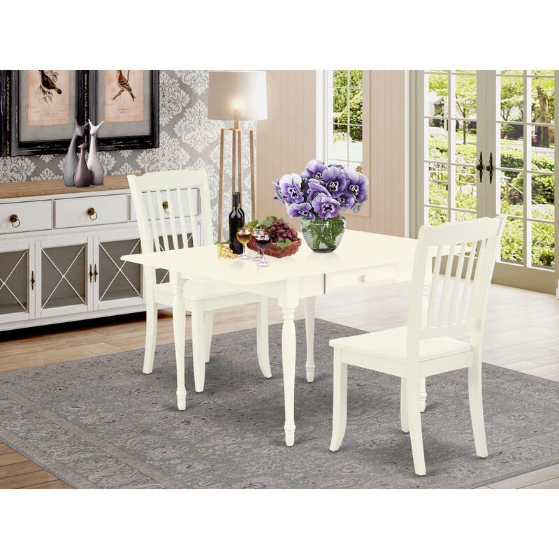 East West Furniture Dining Room Set Linen White, MZDA3-LWH-W