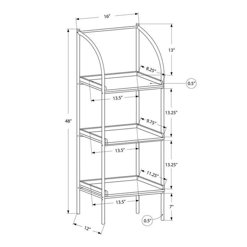 Bookshelf, Bookcase, Etagere, Corner, 3 Tier, 48H, Office, Bedroom