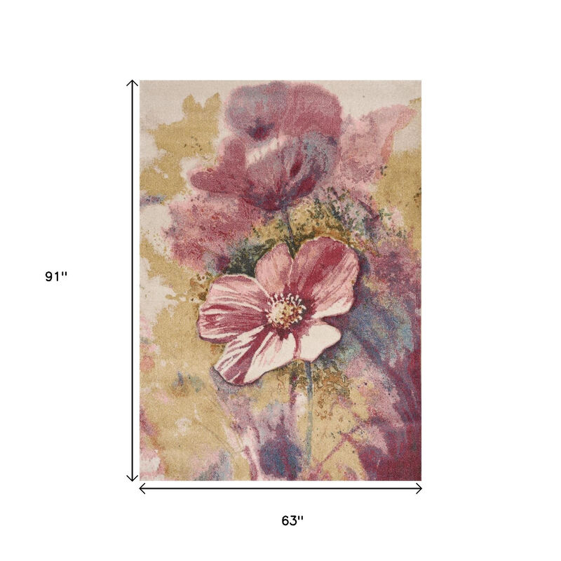HomeRoots Floral Area Rug image number 3