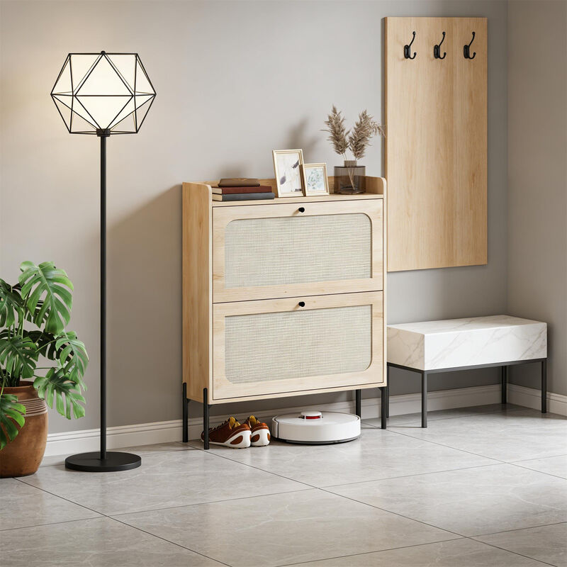 Narrow Shoe Cabinet 12-16 Pairs Shoe Storage, Slim Storage Cabinet with Adjustable Shelves image number 8