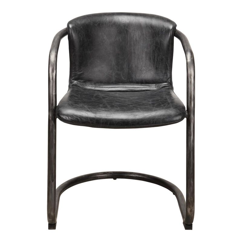 Rustic Black Leather Dining Chair - Freeman Collection (Set of 2), Belen Kox