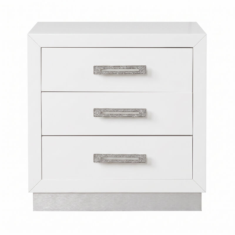 Modern 3-Drawer Nightstand with Crystal Diamond Hardware image number 0