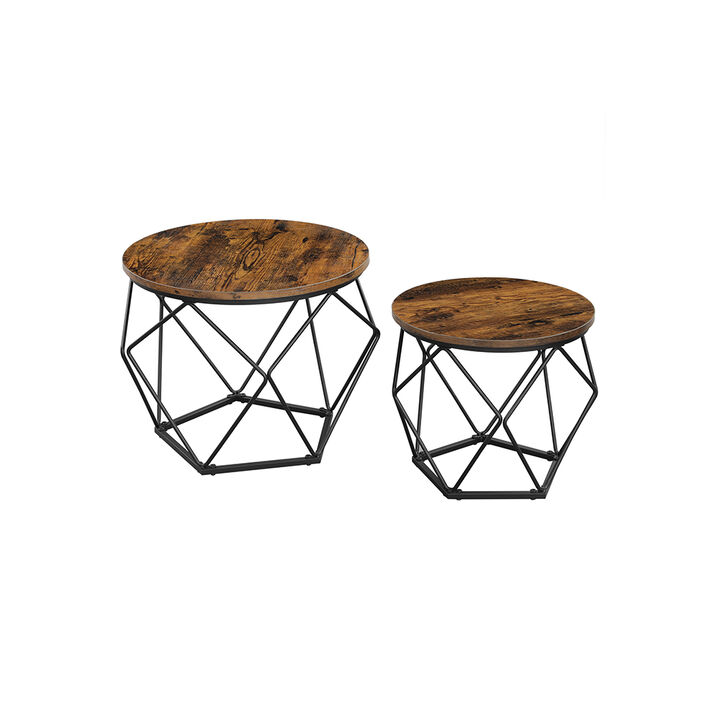 Modern Round Coffee Table Set &ndash; 2-Piece Nesting Tables with Durable Steel Frame for Contemporary Interiors