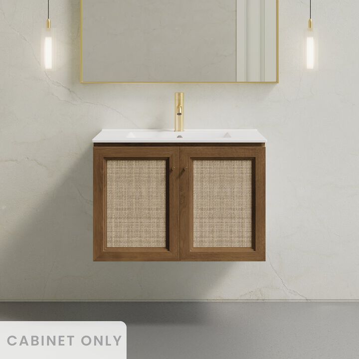 Classe 30" Wall-Mounted Bathroom Vanity in Brown Oak without Sink Top