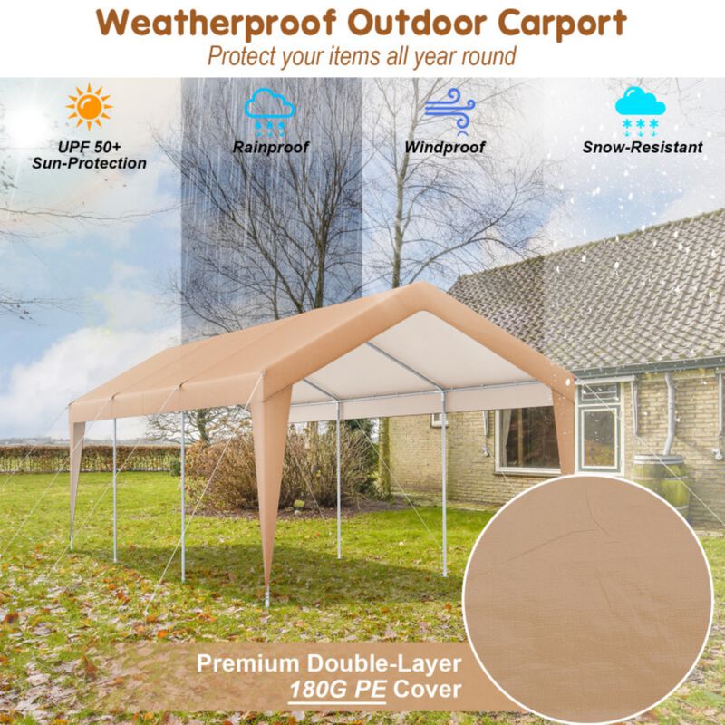 10'x20' Heavy Duty Carport with Steel Frame and Detachable Sidewalls image number 6