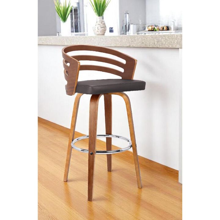 Hivvago 26 Inch Brown Iron Swivel Low Back Counter Height Bar Chair