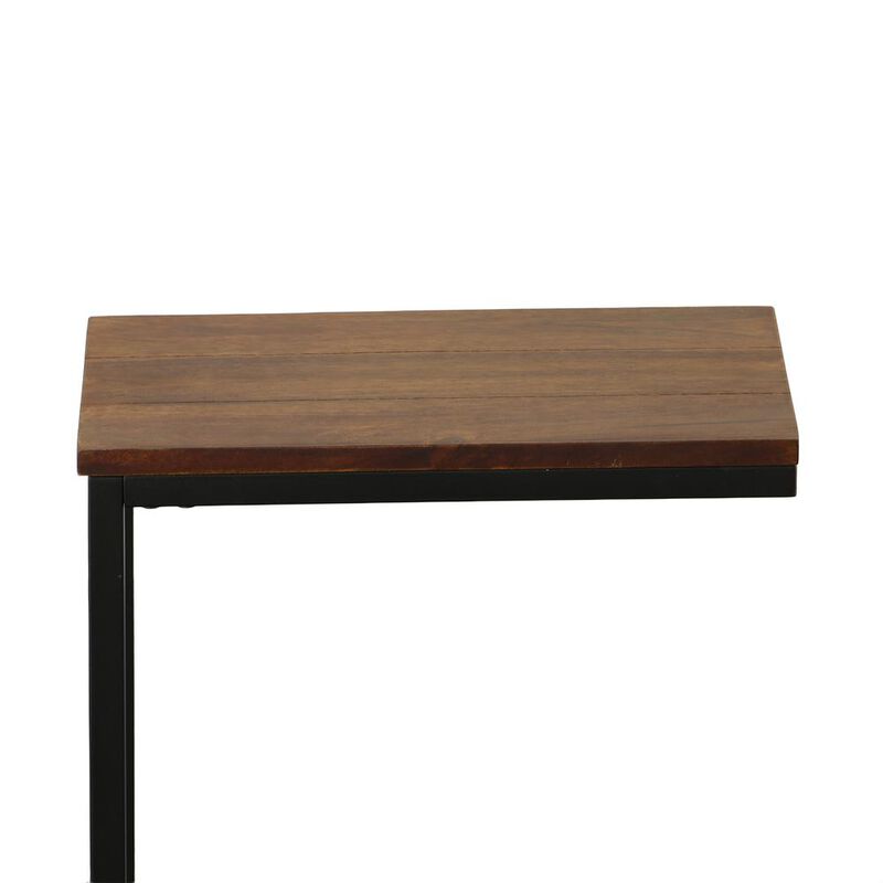 Carolina Living Aggie C-Form Accent Table - Chestnut Top - Black Base