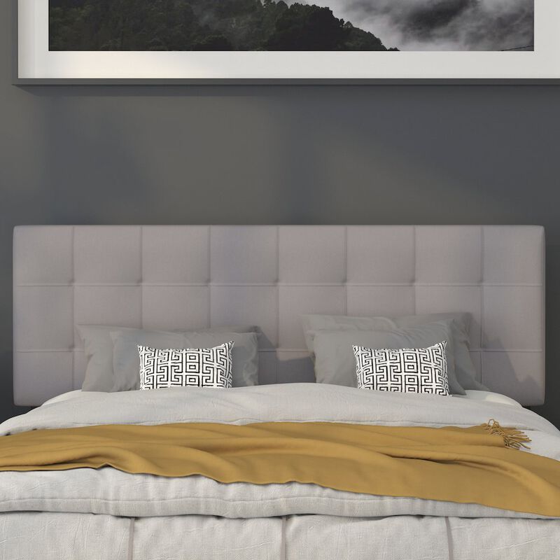 Flash Furniture Tufted Upholstered Queen Size Headboard in Light Gray Fabric image number 7
