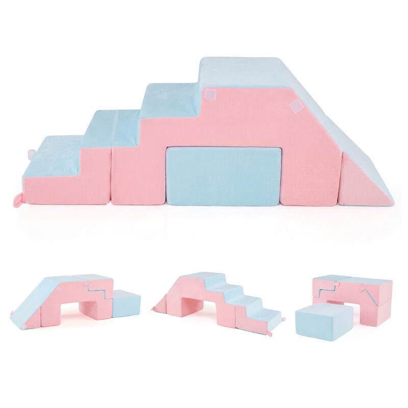 Toddler 4-in-1 Foam Climbing Set with Slide Indoor Play Blocks image number 0