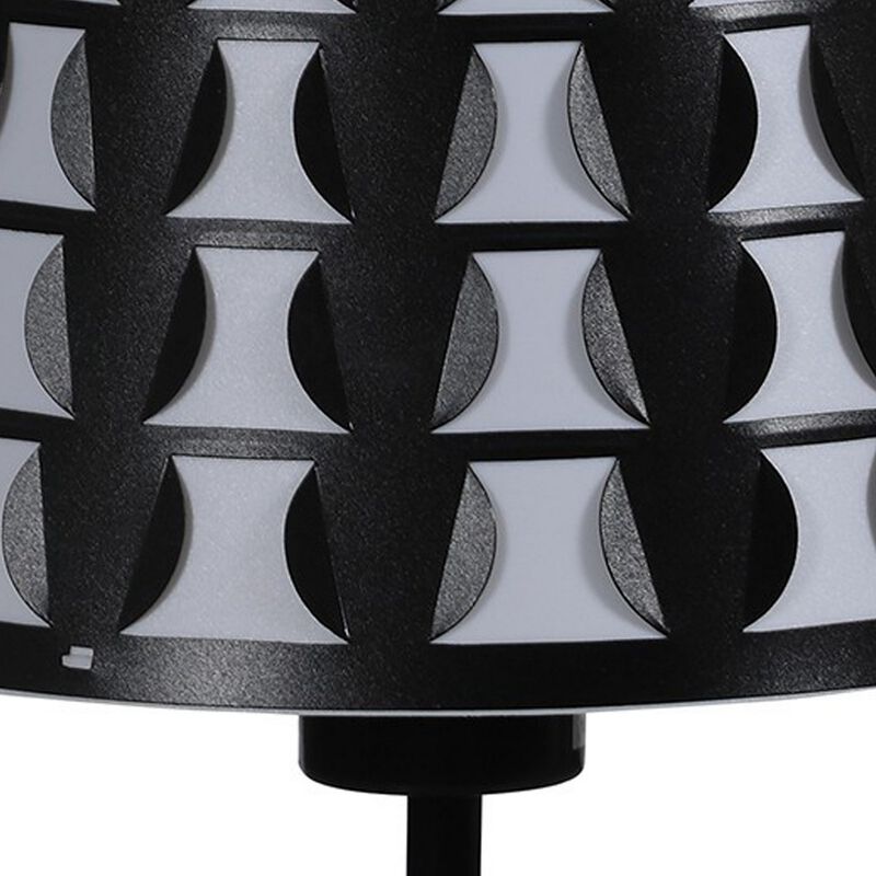 Plastic Shade Metal Table Lamp with Open Clover Base, Black - Benzara