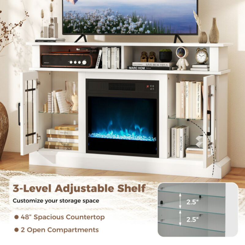 Fireplace TV Console with Remote & LED Mood Lighting &ndash; Media Cabinet for TVs Up to [40 inches]"