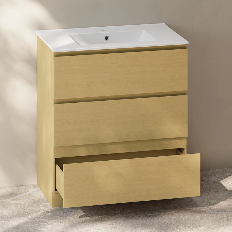 Liberte 30" Freestanding Bathroom Vanity in Natural Oak with Sink Top image number 8