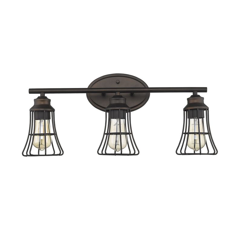 Hivvago Three Light Bronze Cage Wall Light