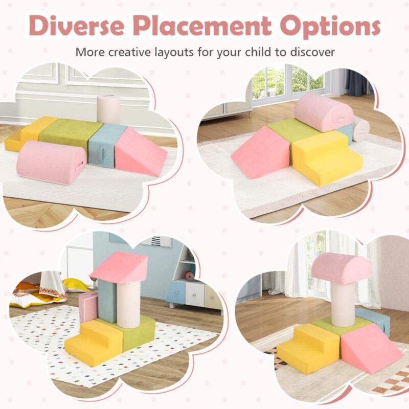 Hivvago 6-Piece Baby Climbing Blocks with 30D High-Density Foam and Carrying Handles