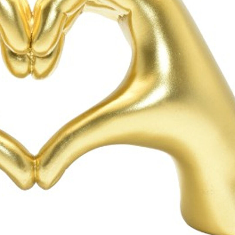 HomeRoots 4" Gold Resin Heart Hands Tabletop Sculpture image number 3