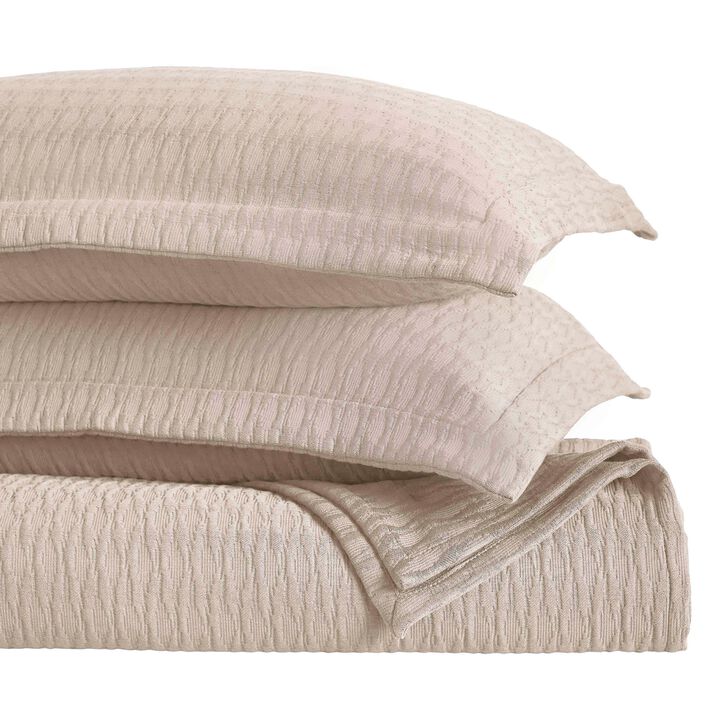 Lightweight Cotton Matelasse Bedspread Set with Diamond Pattern