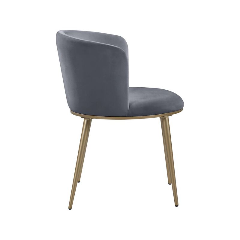 Meridian Furniture Skylar Grey Velvet Dining Chair, Set of 2