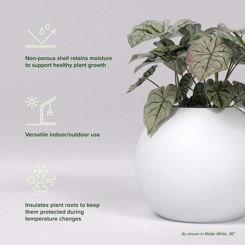 Greenline Fiberglass Nala Globe Planter - Indoor/Outdoor Large Fiberglass Lightweight Planter.