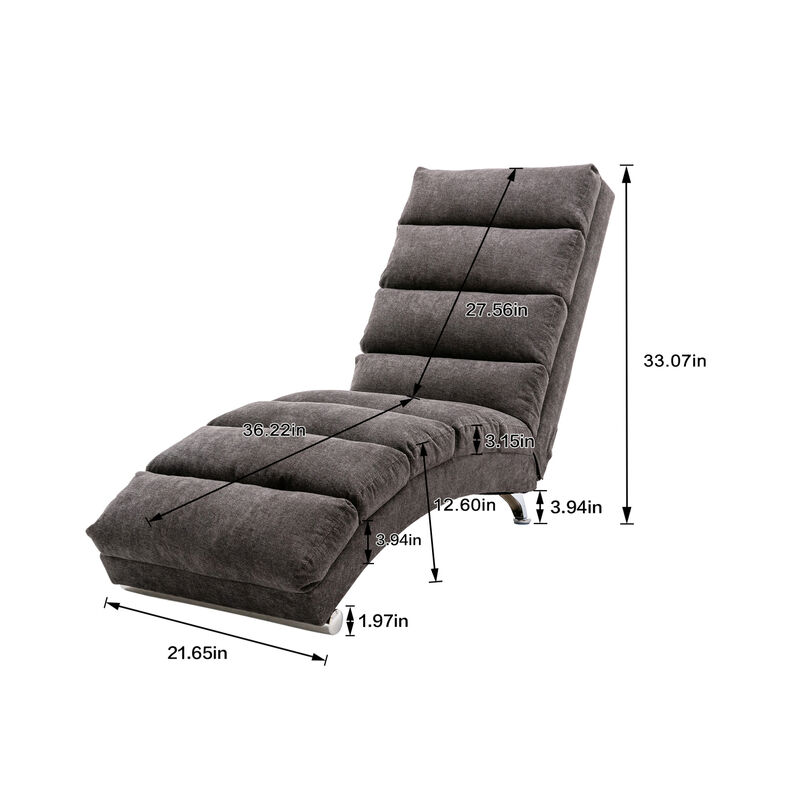 GOODSILO Modern Upholstered Chaise Lounge Chair with Vibration for Relaxation, Ergonomic Fixed Back Fabric Recliner Sofa for Living Room image number 2
