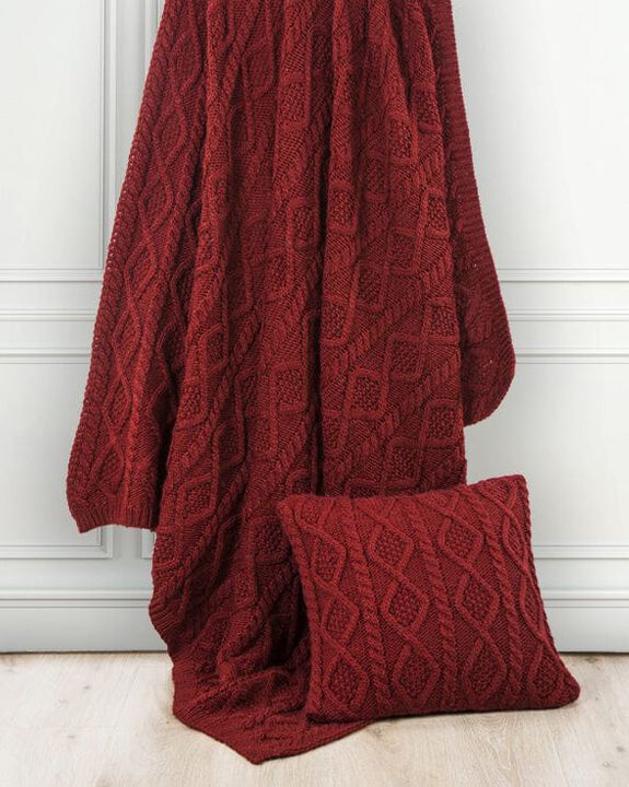 Cable Knit Red Throw Blanket