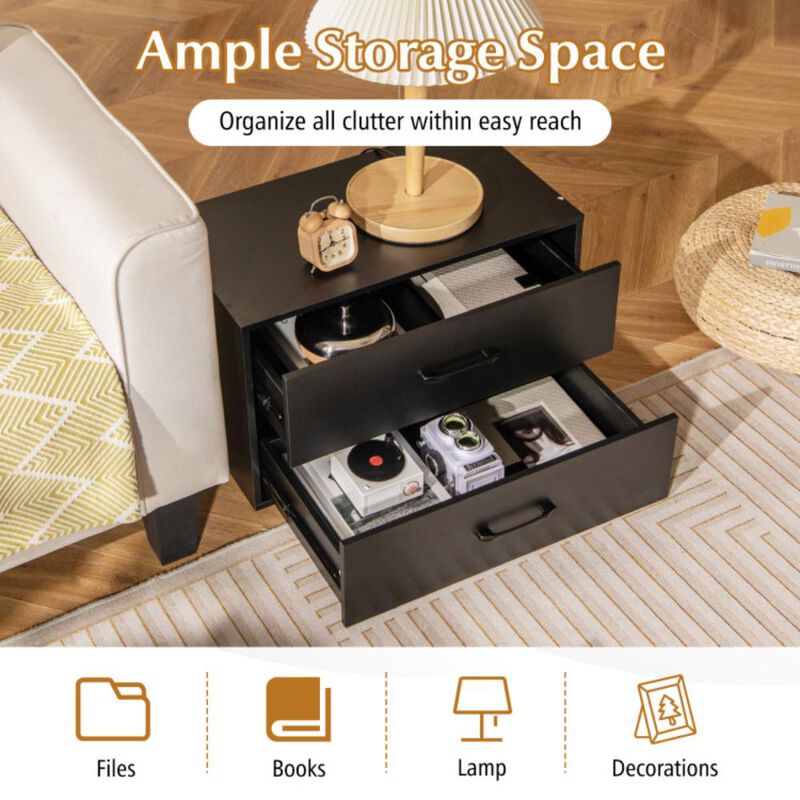 Hivvago 2-Drawer Stackable Horizontal Storage Cabinet Dresser Chest with Handles