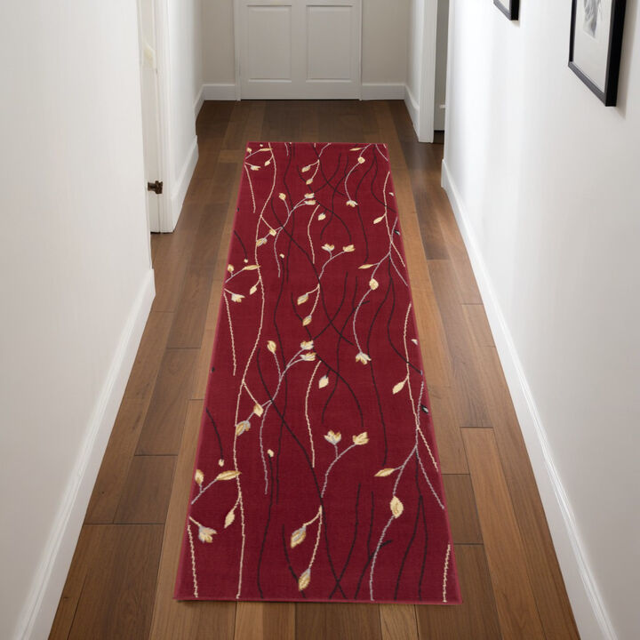 HomeRoots Floral Vines Runner Rug