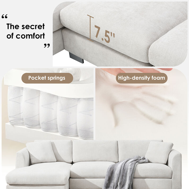 Merax Modern Cloud L-shaped Sectional Sofa with Pillows