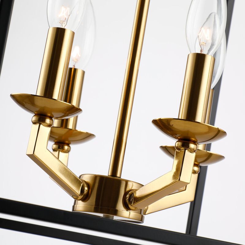 4-Light Matt Black Modern Lantern Geometric Chandelier