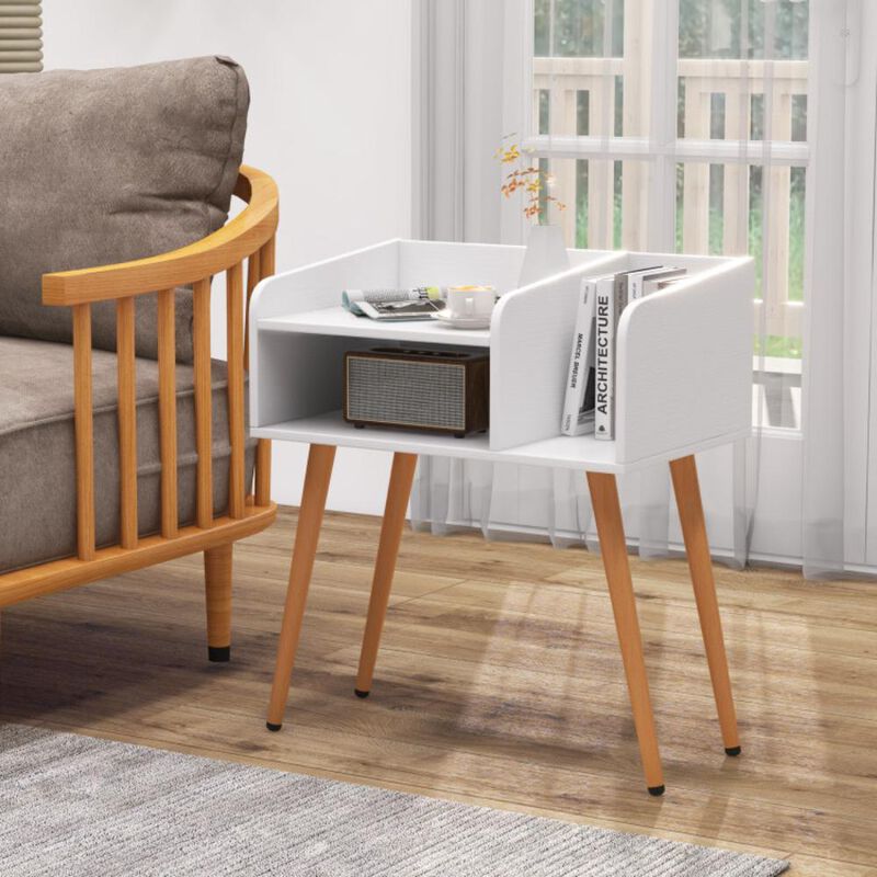 Hivvago Mid Century Modern Nightstand  with Open Shelves