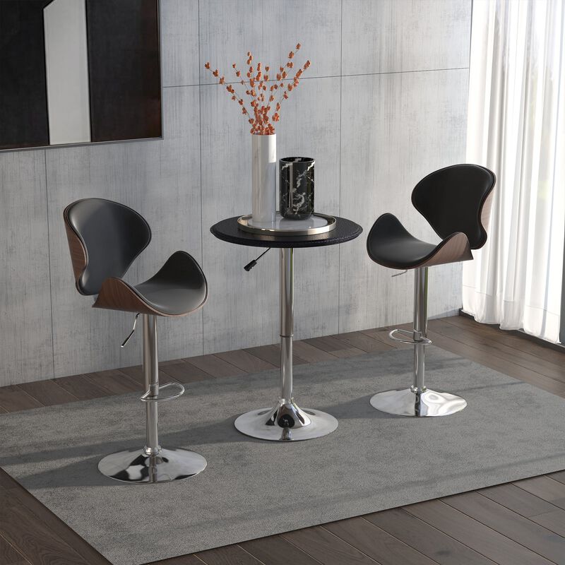 Sleek Home Bar Addition: 25" Round Adjustable Chrome/Black Bistro Table