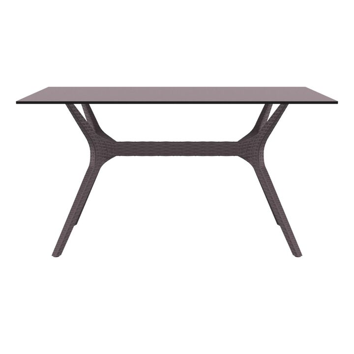 55" White Solid Rectangular Patio Dining Table