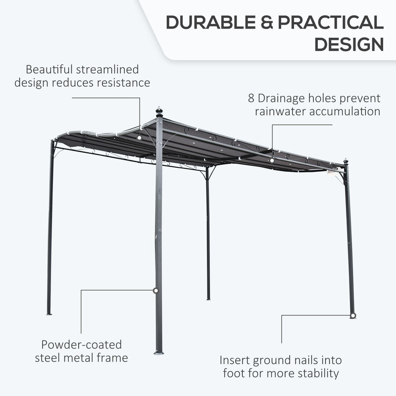 Outsunny 10' x 10' Steel Outdoor Pergola Gazebo, Patio Canopy with Weather-Resistant Fabric and Drainage Holes for Backyard, Pool, Deck, Garden, Gray