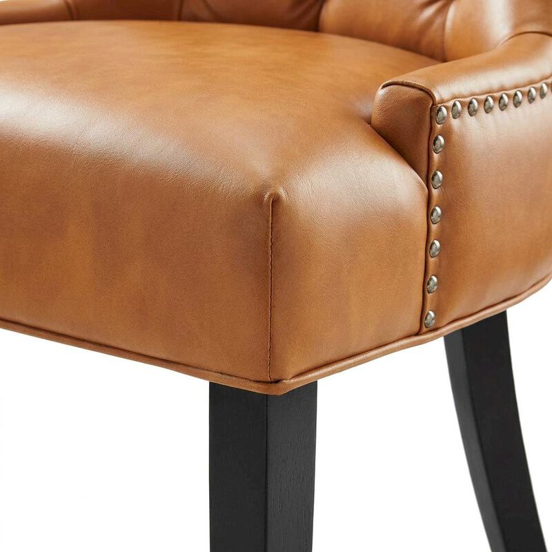 Tufted Vegan Leather Upholstered Dining Chair for Dining Room, Tan image number 6