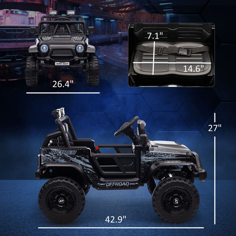 BreeBe 12V Ride on Car, Ride on Truck w/ Remote, 4 Suspension Wheels, 3 MPH Max Speed, Music, Horn & Lights image number 2