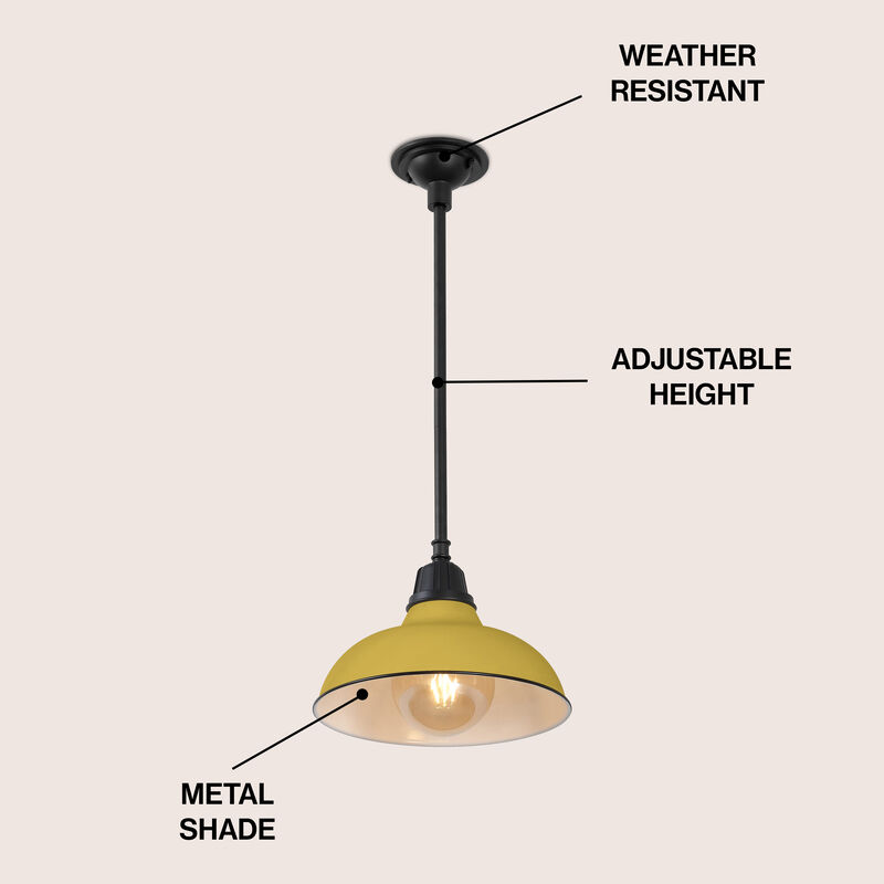 Jasper 12.25" 1-Light Farmhouse Industrial Indoor/Outdoor Iron LED Pendant