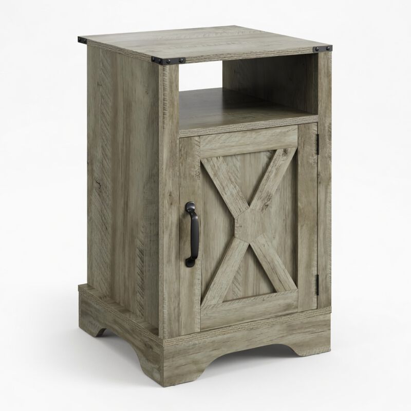 16" Assembled Farmhouse Nightstand with Charging Station USB image number 0