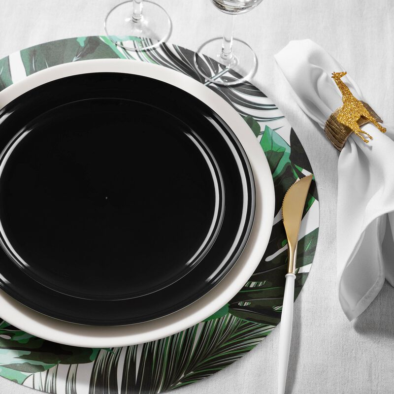 Black Flat Round Plastic Dinnerware Value Set (40 Sets) image number 8