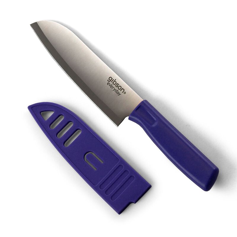 Gibson Everyday Grantville 4 Piece 6 Inch Santoku Knife with Sheath in Assorted Colors