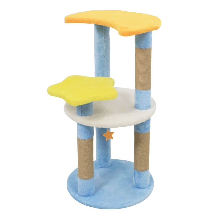 Cute Modern Cat Tree 29" with Star and Moon Shaped Play Platforms