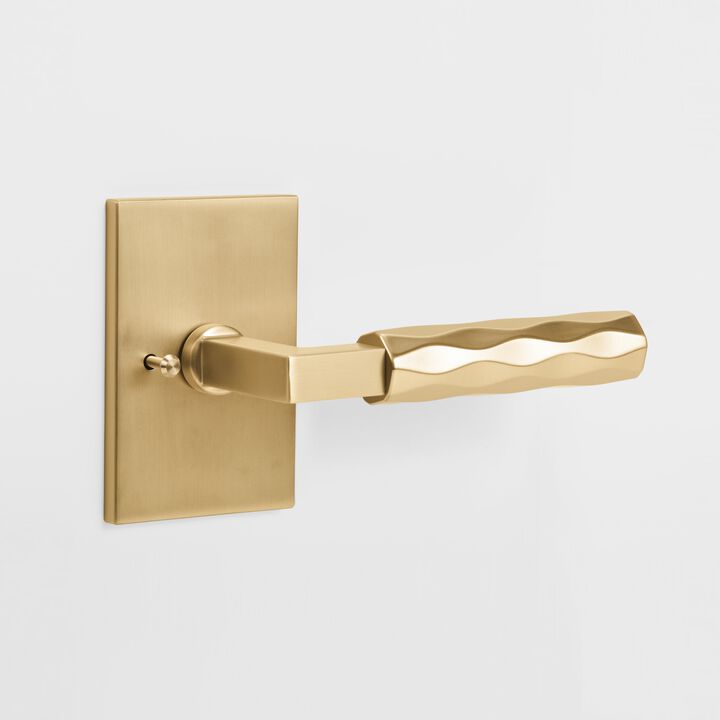 Hailey Modern Bed/Bath Interior Door Handle with Rectangular Rosette and Concealed Screws (Privacy)