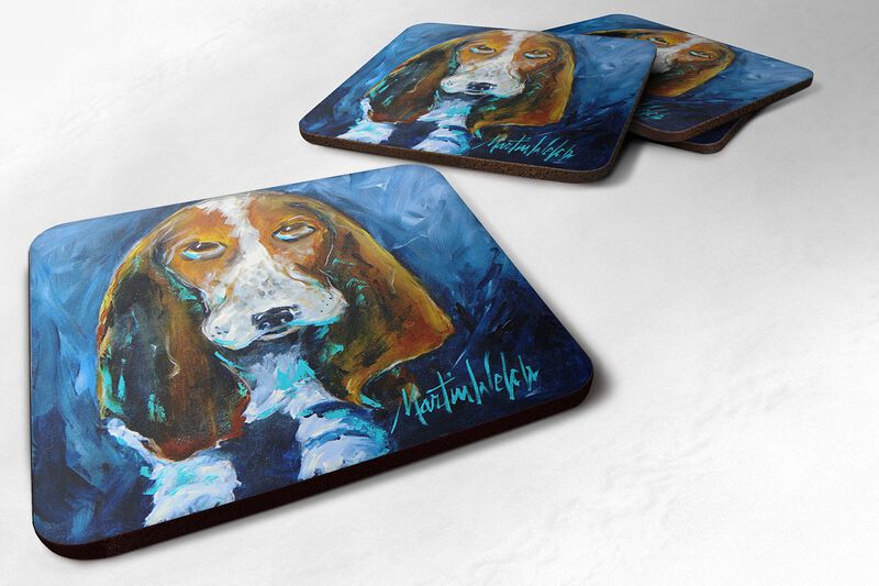 Caroline's Treasures MW1082FC Dog-Basset Hound You Talkin' 'bout Me Foam Coasters (Set of 4), 3.5 H x 3.5 W, Multicolor