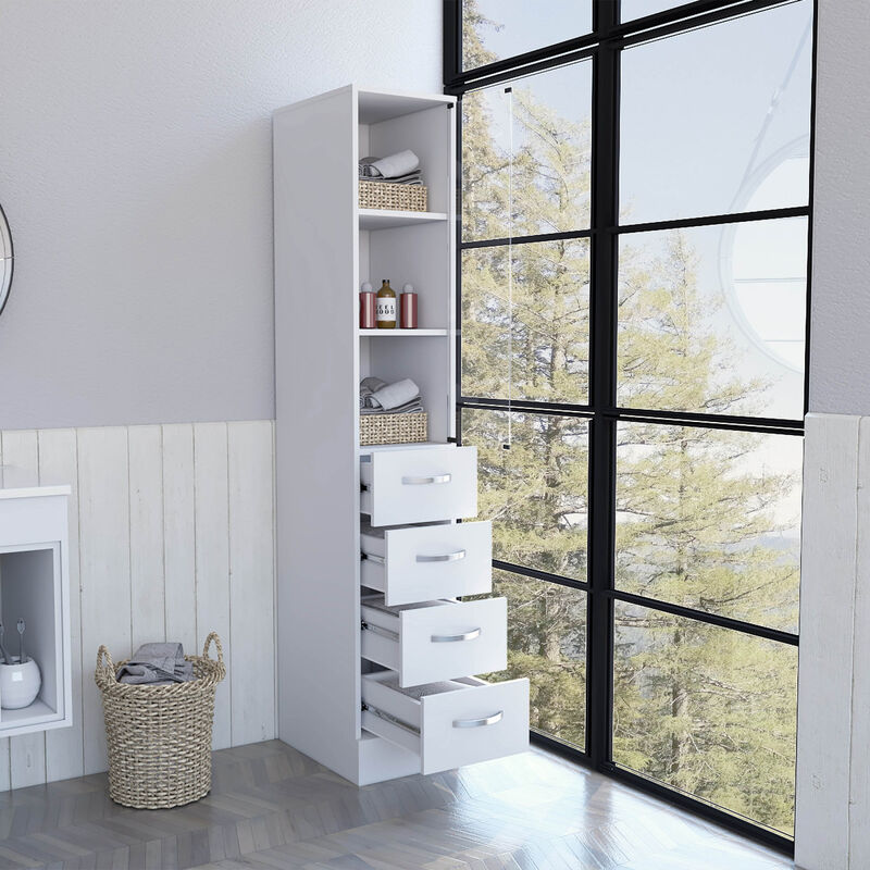 Haniger 3-Drawer 3-Shelf Linen Cabinet White