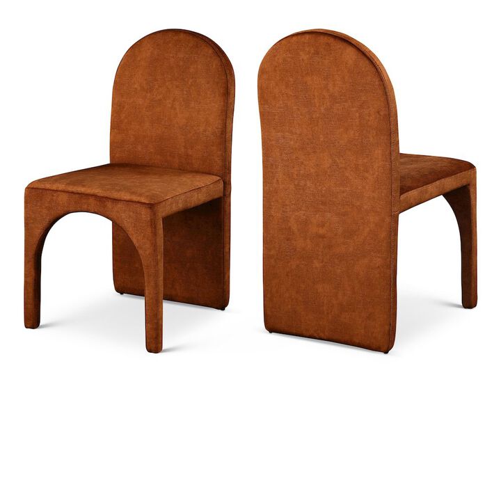Meridian Furniture Summer Cognac Velvet Dining Side Chair, Set of 2