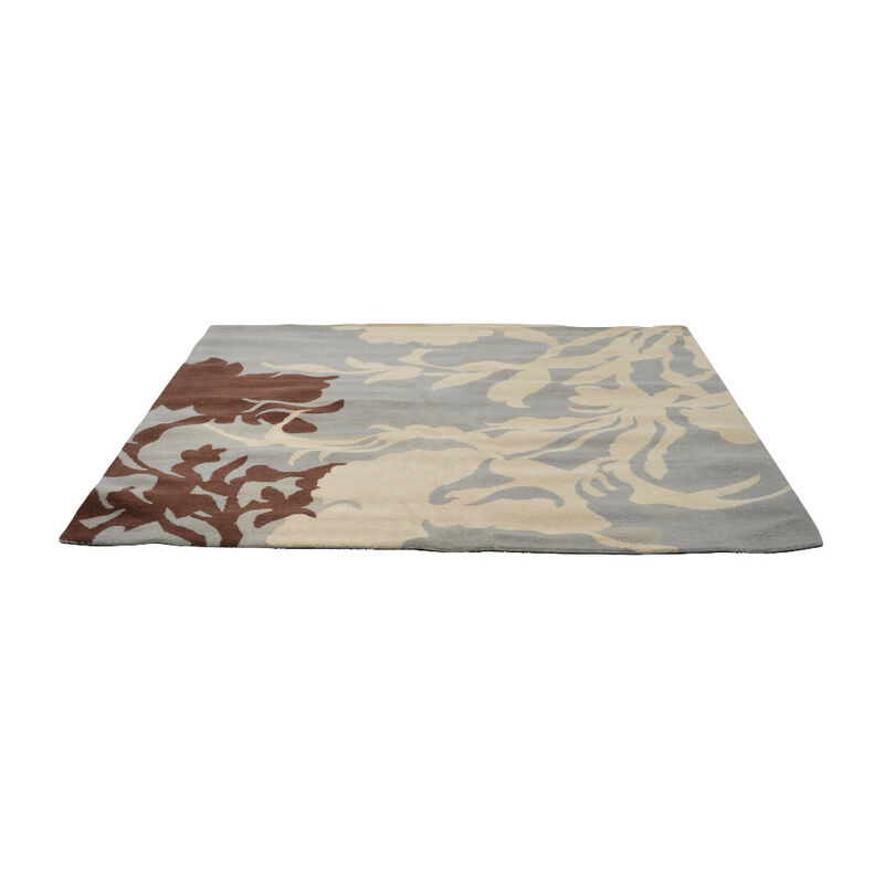RUGSOTIC CARPETS HAND TUFTED WOOL ECO-FRIENDLY AREA RUGS  - Square Shape, Gray & White, Floral Modern Design, High Pile  Handmade Anti Skid Area Rugs for Living Room, Bed Room (K00511) image number 3