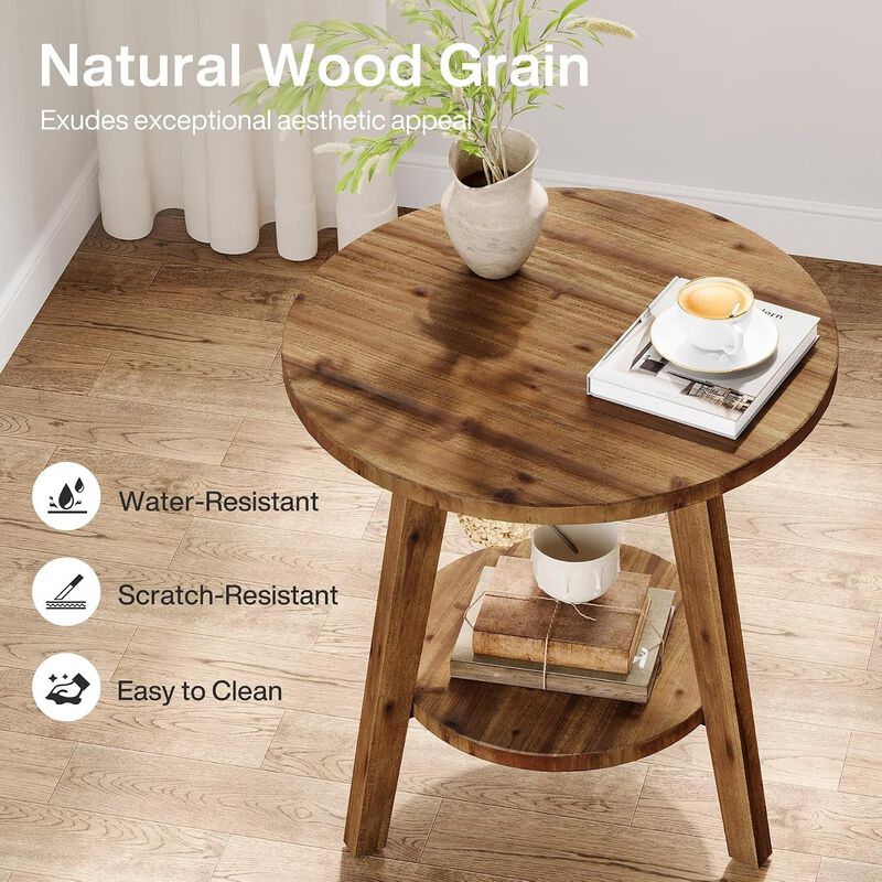 Solid Wood Round End Table image number 6